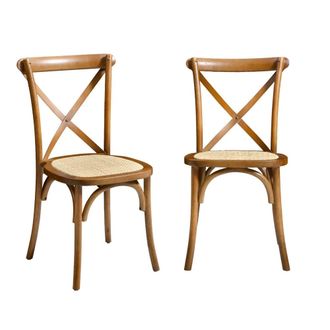 Sweeek Silla de bistr&oacute; vintage de madera, set de 2, nogal