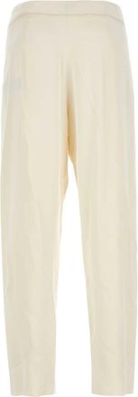 Saint Laurent Mens Satin Trousers Ivory Acetate Viscose