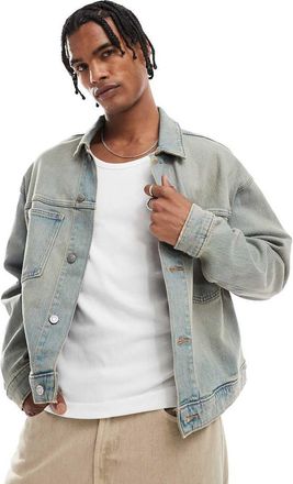 Hollister Giacca di jeans squadrata lavaggio grigio