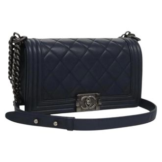 Chanel Pre-owned Leather chanel-bags - Dames - Pre-owned - Blauw - Maat: ONE Size Leer