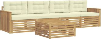 vidaXL Conjunto De Sof&aacute;s De Exterior 5 Uds. Blanco Y Crema Vidaxl
