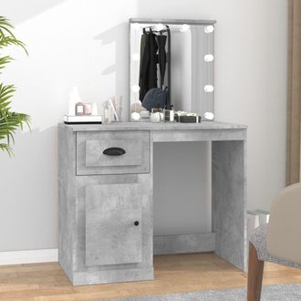 Berkfield Home Dressing Table with LED Concrete Grey 90x50x132.5 cm Engineered Wood