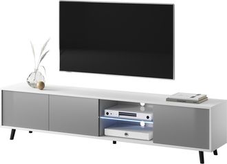 Selsey Selsey Galhad - Mueble Tv - 175 Cm Ancho - Blanco Mate / Gris Brillo - Iluminaci&oacute;n Led Con Pilas