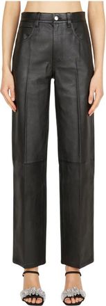 Alexander Wang Panelled Leather Trousers - female - Alexander Wang - Leather Trousers - Black - M - Trousers