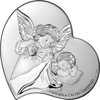 OEM Imagen Souvenir De Plata De Bautismo Con &Aacute;ngel + Grabado 6748s 13 X 13 Cm