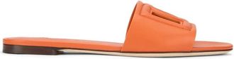 Dolce & Gabbana Slippers van Kalfsleer - Dames - Sandalen - Oranje - 37 1/2 EU - Leer - Schoenen
