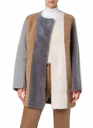 Akris Colorblock Fur Coat In Multi