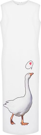 Moschino Abito midi con motivo oca - Bianco