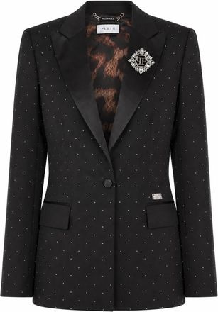 Philipp Plein Boyfriend Fit Blazer Crystal Strass - Dames - Blazers - Zwart - M - Wol - Jassen