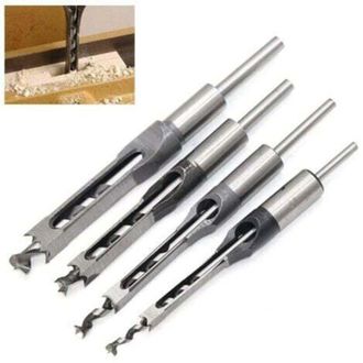 OEM Brocas Cuadradas Para Madera - Juego De 4 Cinceles Huecos De Acero, Tama&ntilde;os: 6,4 / 8 / 9,5 / 12,7 Mm - Para Mortajar Y Taladrar
