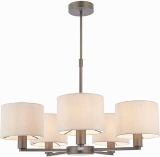 Endon Lighting Multi Arm Pendant Light Antique Bronze Plate, Marble Fabric