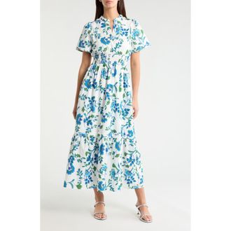 Sugarlips Lara Floral Print A-Line Dress in White-Kelly at Nordstrom, Size X-Large