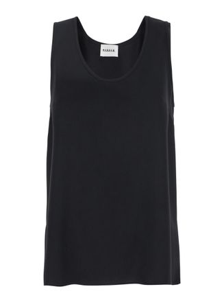 Parosh Black Solid Round Neck Top