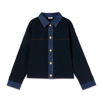 Oltre Vest met denim details - Dames - Jassen - Blauw - Maat: L Denim