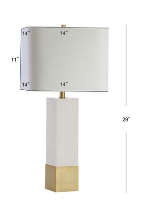 Jonathan Y Designs Jeffrey Metal/Marble LED Table Lamp in Brass Gold/white at Nordstrom