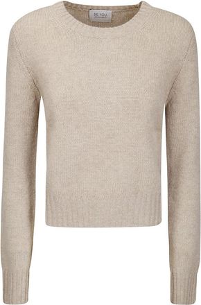 Be You Fine Knit Cashmere Crewneck Sweater With Short Comfortable Fit