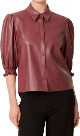 Dolce Cabo Faux Leather Elastic Cuff Top In Currant