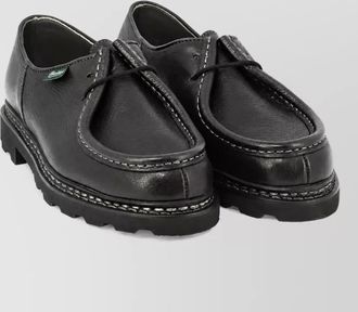 Paraboot leather moc stitching derby shoes