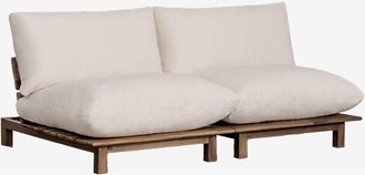 Sklum Sklum - Sofá modular reclinable de jardín de 2 piezas en madera de acacia Brina