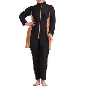 Generic Plus Size Modest Swimwear for Women Ladies - 3 Pieces Muslim Modest Swimming Costume Full Covered Burkini Islamic Swimsuits Long Sleeve Swimming Top+P