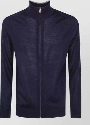 Paul Smith merino wool high neck ribbed zip jacket