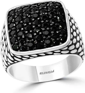 Effy Sterling Silver Black Spinel Pav&eacute; Ring at Nordstrom, Size 10
