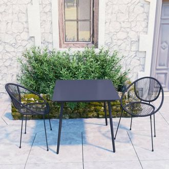 vidaXL Juego De Comedor De Jard&iacute;n 3 Piezas Rat&aacute;n Pvc Negro Vidaxl