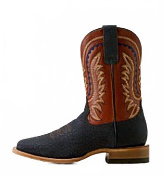 Ariat Mens Rock Ridge Boot In Navy Bison & Ginger Spice