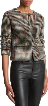 Vince Intarsia Glen Plaid Jacket In Cobblestone/black Combo
