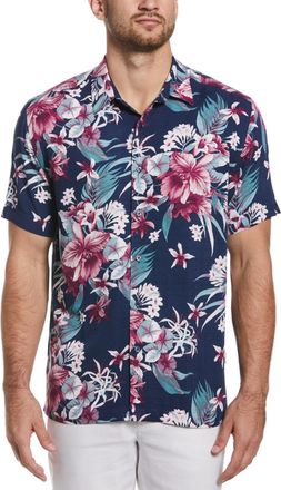 Cubavera Mens Floral Print Short Sleeve Shirt