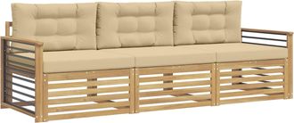 vidaXL Conjunto De Sof&aacute;s De Exterior 3 Uds. Y Beige Poli&eacute;ster Vidaxl