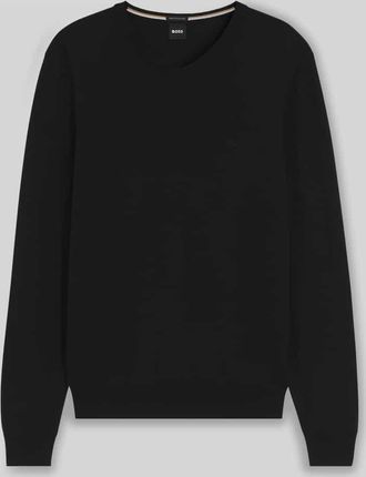 HUGO BOSS Regular Fit Strickpullover aus reiner Schurwolle Modell BARAM-L in Black, Größe XXXL