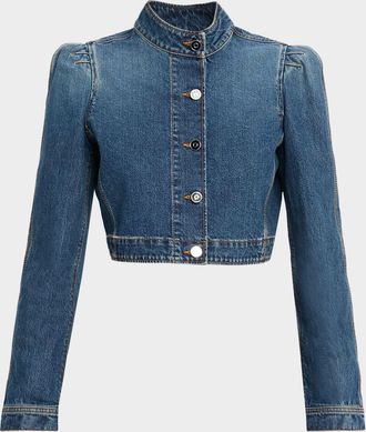 Alaia Denim High-Neck Jacket