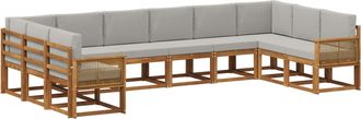 vidaXL Conjunto De Sof&aacute;s De Exterior 10 Uds. Natural Y Gris Claro Vidaxl