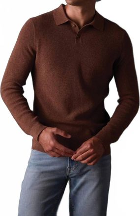 The Normal Brand Robles Knit Waffle Stitch Polo In Heather Brown