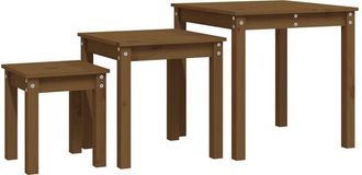 vidaXL Vidaxl - Mesas Apilables 3 Piezas Madera Maciza De Pino Marr&oacute;n Miel