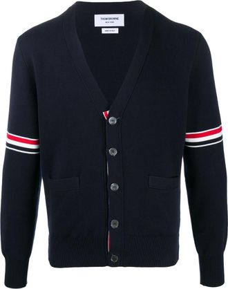 Thom Browne Navy Blue Rwb Cotton Cardigan