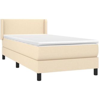 vidaXL Cama Box Spring Con Colch&oacute;n Tela Color Crema 80x200 Cm Vidaxl
