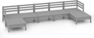 vidaXL Juego De Muebles De Jard&iacute;n 7 Piezas Madera Maciza De Pino Gris Vidaxl