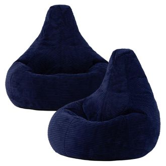 Icon Brand Set de 2 pufs con respaldo alto, pana azul marino