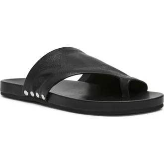 Steve Madden Kessey Slide Sandal in Black Leather at Nordstrom, Size 7.5
