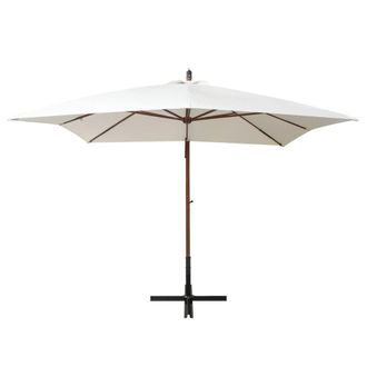 Berkfield Home Hanging Parasol 300x300 cm Wooden Pole White