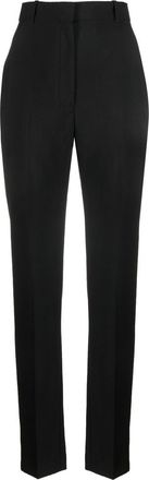 Alexander McQueen high-waisted tailored wool trousers - women - Cupro/Wool - 40 - Black