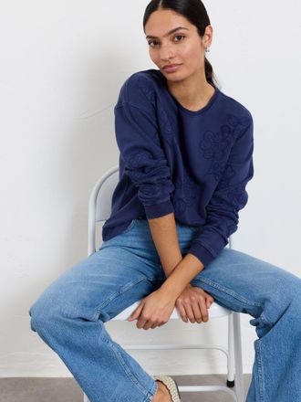 Fat Face FatFace Blue Applique Floral Crew Sweat