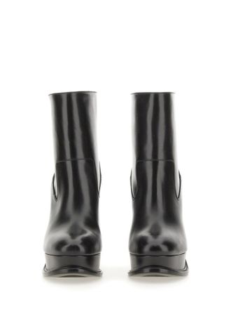 Alexander McQueen Slip-On Leather Platform Boot - Black