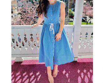 Dolce Cabo Poplin Stripe Dress In Blue