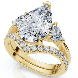 Pompeii3 Certified 3.60Ct Diamond Engagement Wedding Ring Set 14k Gold or Pt Lab Grown