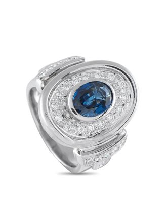 Luxury Bazaar platinum diamond and sapphire ring - women - Platinum/Diamond/Sapphire - One Size - Silver