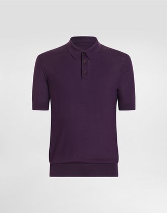 Dolce & Gabbana Cashmere Polo Shirt - Man Sweaters And Cardigans Purple 46