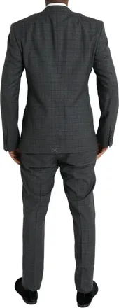 Dolce & Gabbana Gray Plaid Wool MARTINI Formal 2 Piece Mens Suit